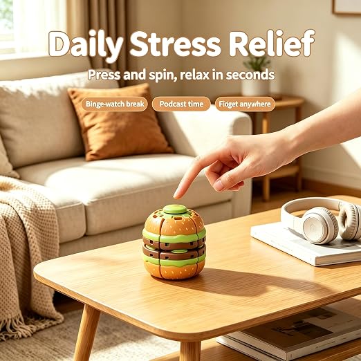 Press Gyroball Fidget Toy - Hamburger & Fruit Series