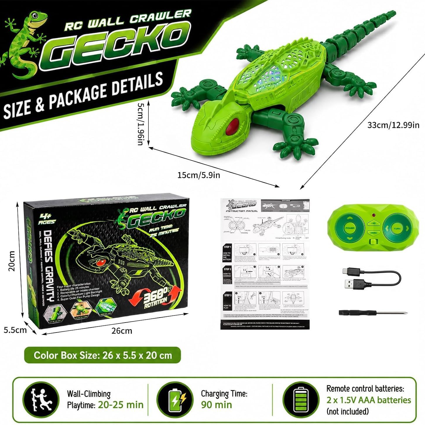 🦎 Remote Control Wall-Climbing Gecko