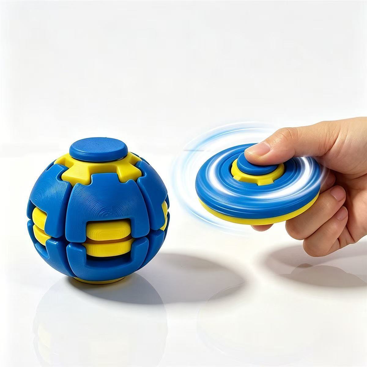 Press & Spin Fidget Relief Ball, Portable Rotating Sensory Stress Toy