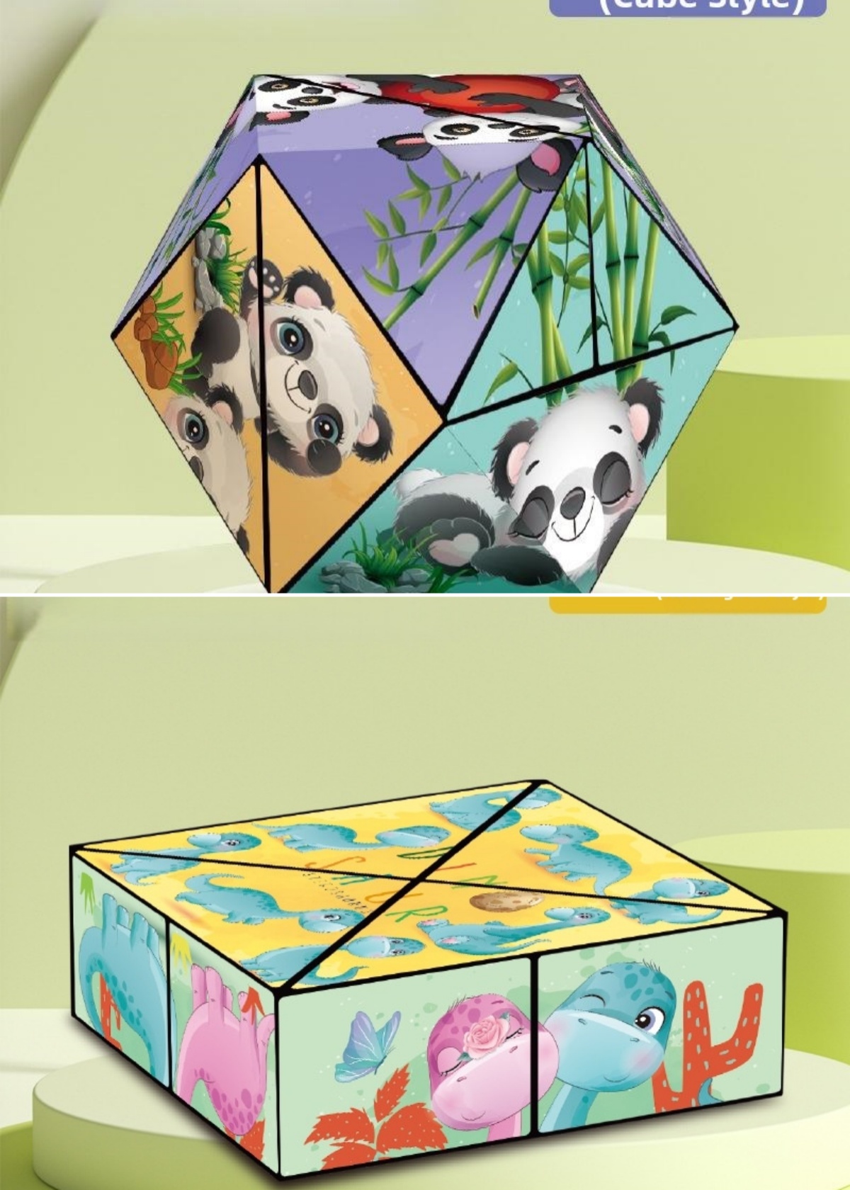🌟3D Magic Cube: Panda & Dinosaur Designs