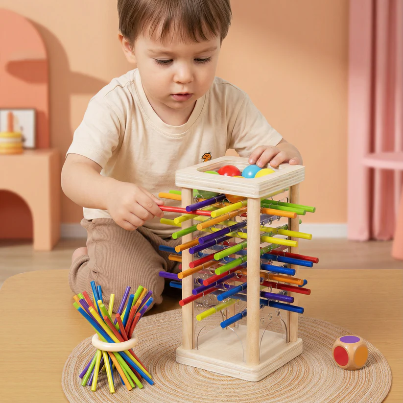 Flat-bottomed acrylic stick with wooden handle