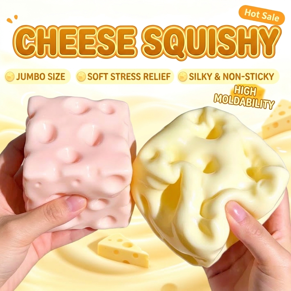 Ultra-Soft Cheese Fidget Toy (Slow Rising & Non-Sticky)