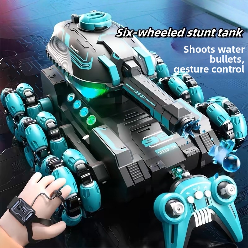 💥Remote-Controlled Tank Six-Wheel Stunt Vehicle