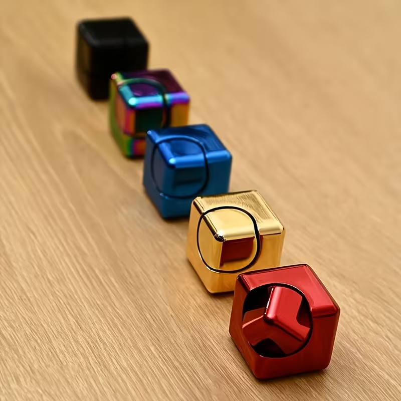 Square Decompression Spinning Top Dice Cube Anti-Anxiety Fingertip Toys Hand Fidget Spinner Vent Toys Flipo Flip For Children
