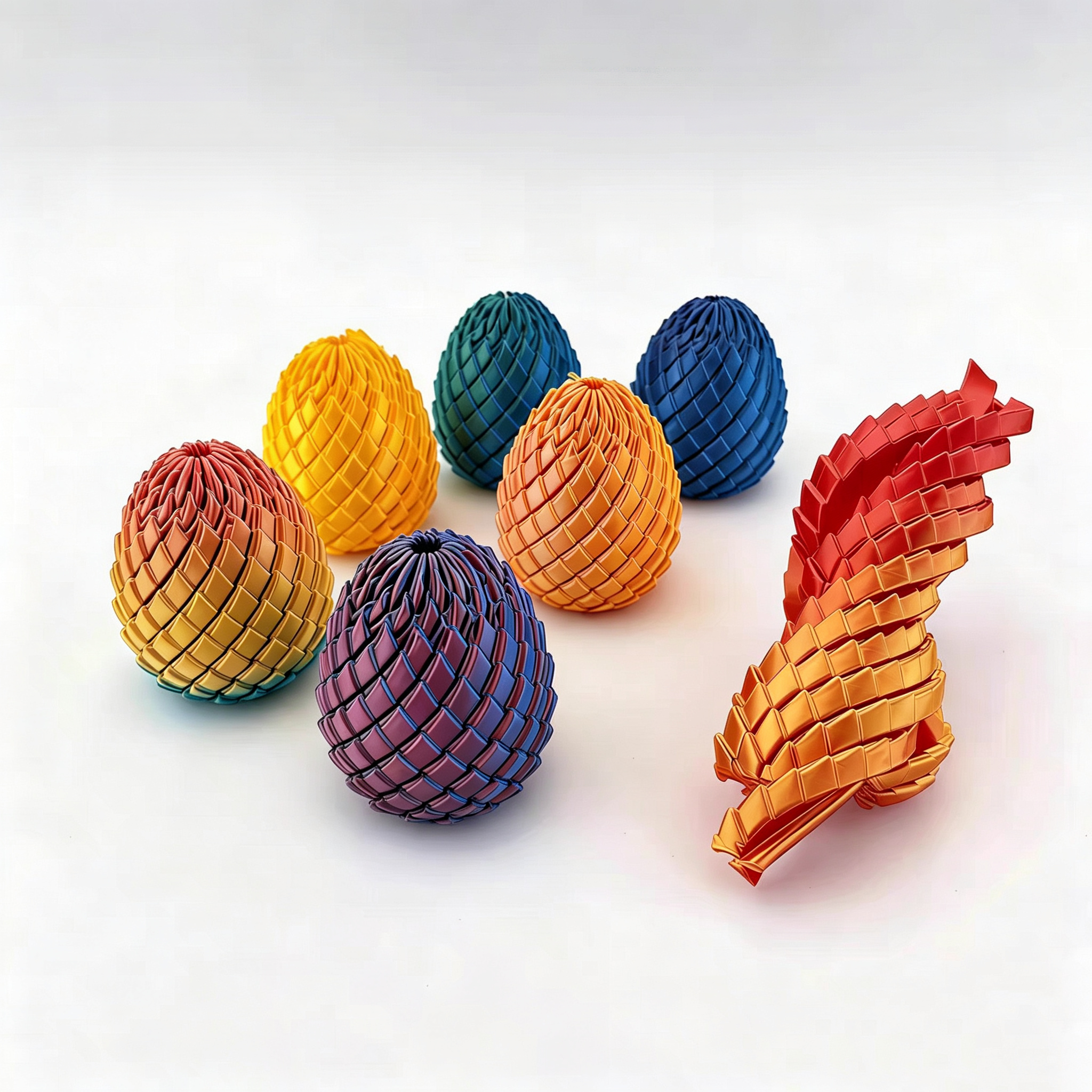 3D‑Printed Articulated Dragon Egg Fidget Toy, Pull & Twist Stress‑Relief Sensory Toy for Adults & Teens, Desk Decor Gift, Multiple Colors