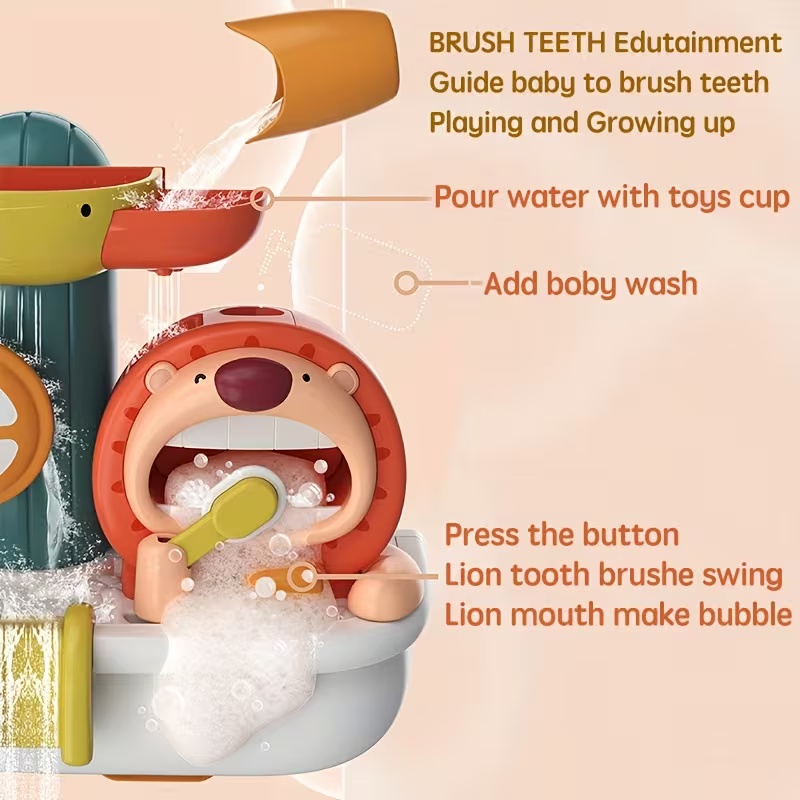Children's Shower Shower Spray Bubble Lion Turnaround Music Sucker Summer Bathroom Bath Water Play Toy