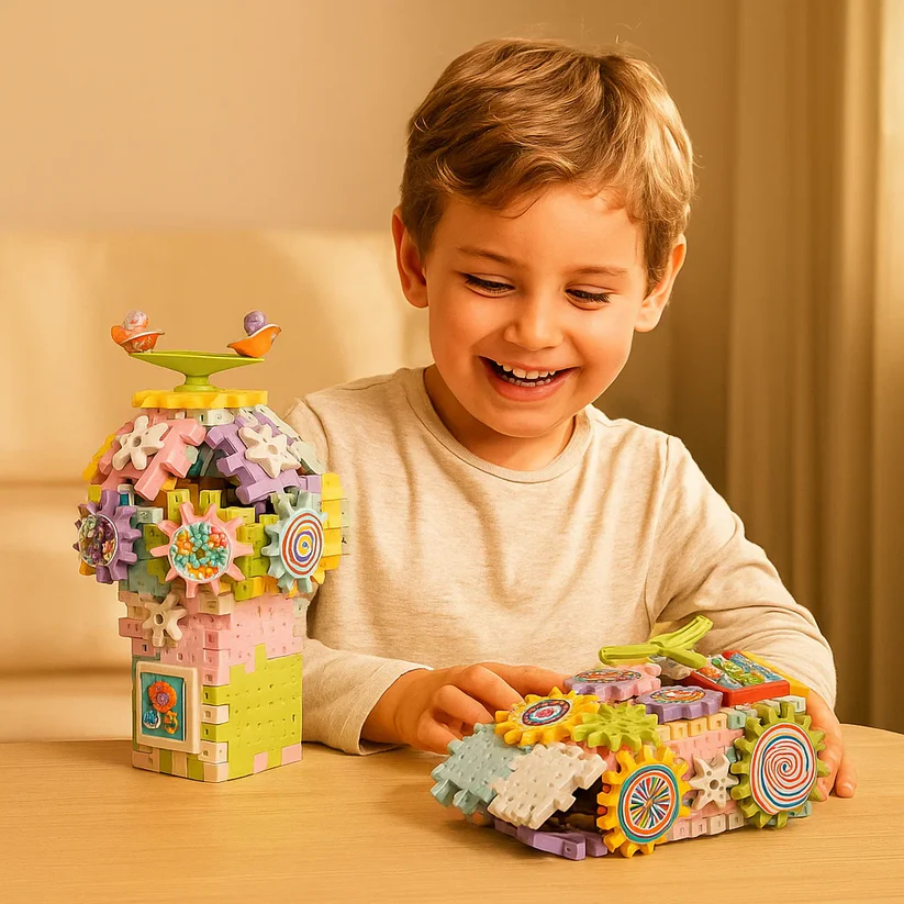 Rotating Montessori Cogwheel Building Block Toy