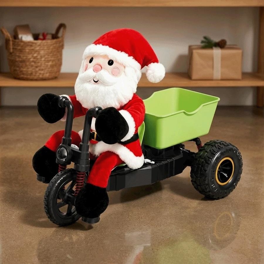 🎅 Funny RC Santa Riding Tricycle Toy 🎄 | Interactive Holiday Decoration & Gift for Kids 🎁