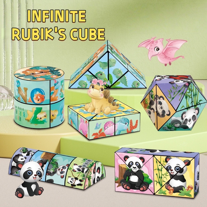 🌟3D Magic Cube: Panda & Dinosaur Designs