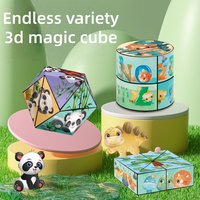 🌟3D Magic Cube: Panda & Dinosaur Designs