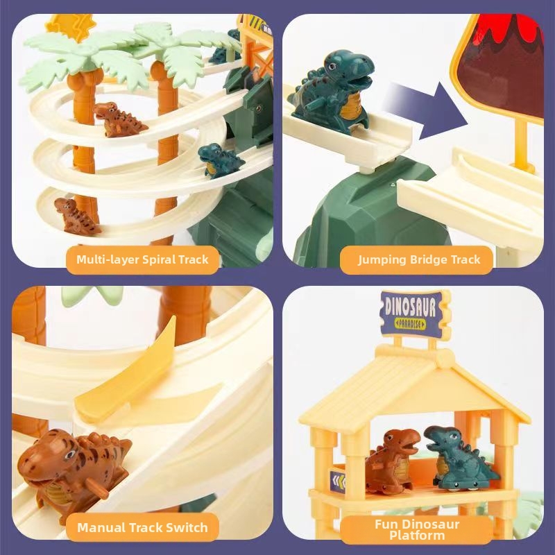 🌟🦖 Dual-Track Dinosaur Stair Climber: Dinosaur Obstacle Course Adventure Slide