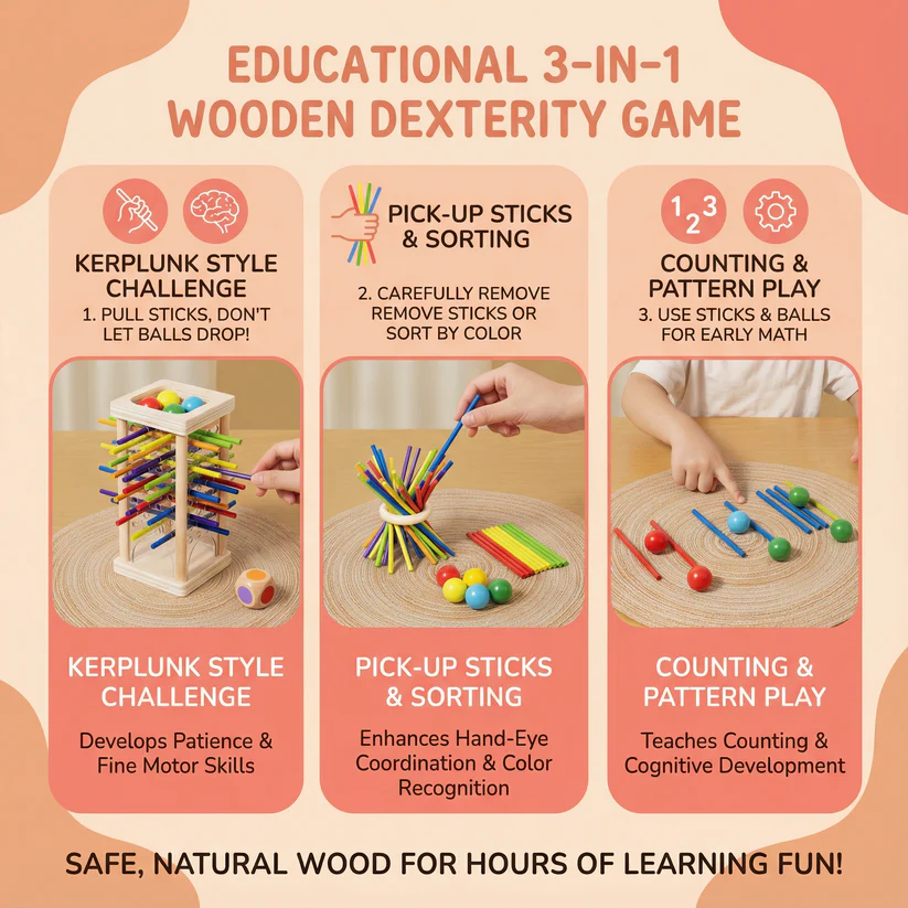 Flat-bottomed acrylic stick with wooden handle