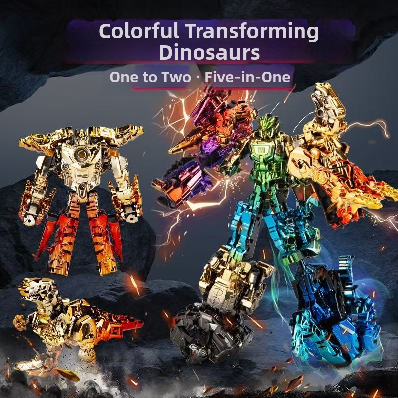 🦕Electroplated Rainbow-Finished Alloy Dinosaur Transformation Toy