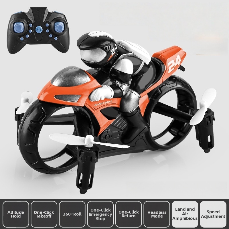 💥Remote-Controlled Motorcycle Airplane: Dual-Use Aerial and Ground Stunt Toy