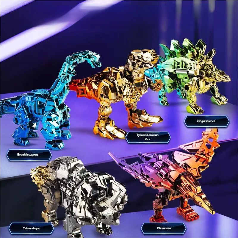 🦕Electroplated Rainbow-Finished Alloy Dinosaur Transformation Toy