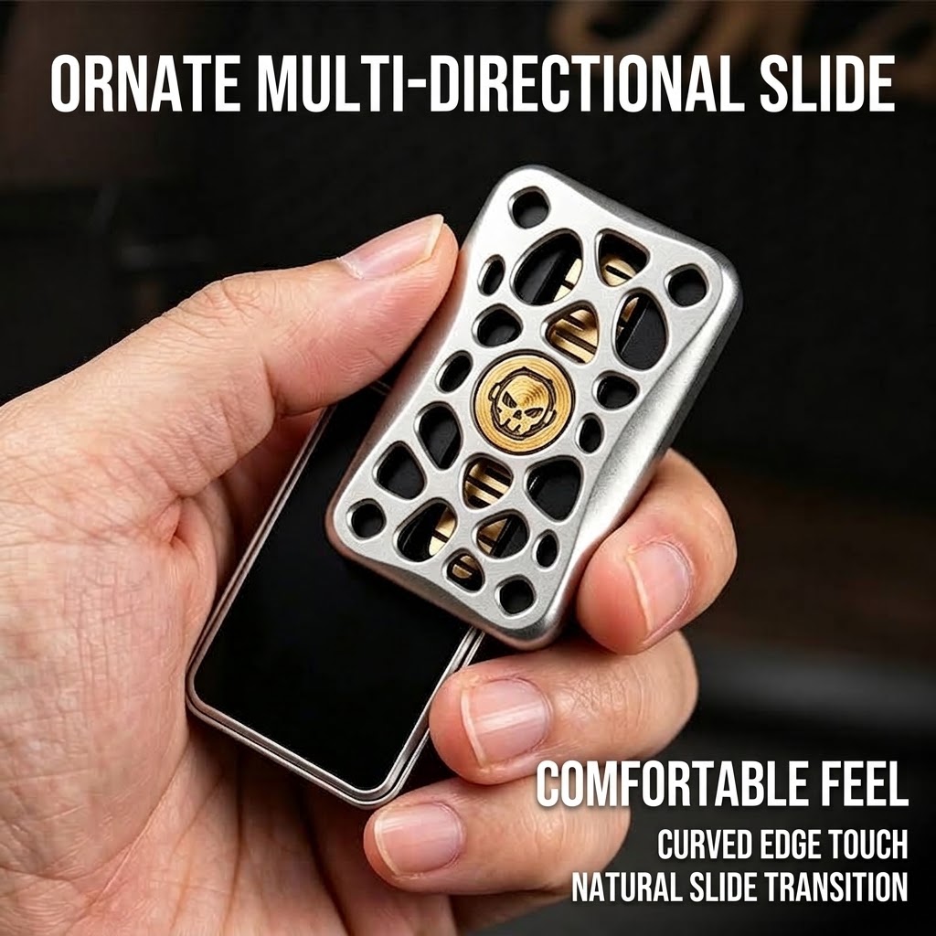 EDC Haptic Magnetic Slider – Brass Tuning Fork & Skeleton Metallic Fidget Toy for Stress Relief