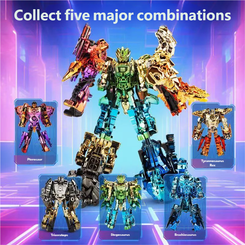 🦕Electroplated Rainbow-Finished Alloy Dinosaur Transformation Toy