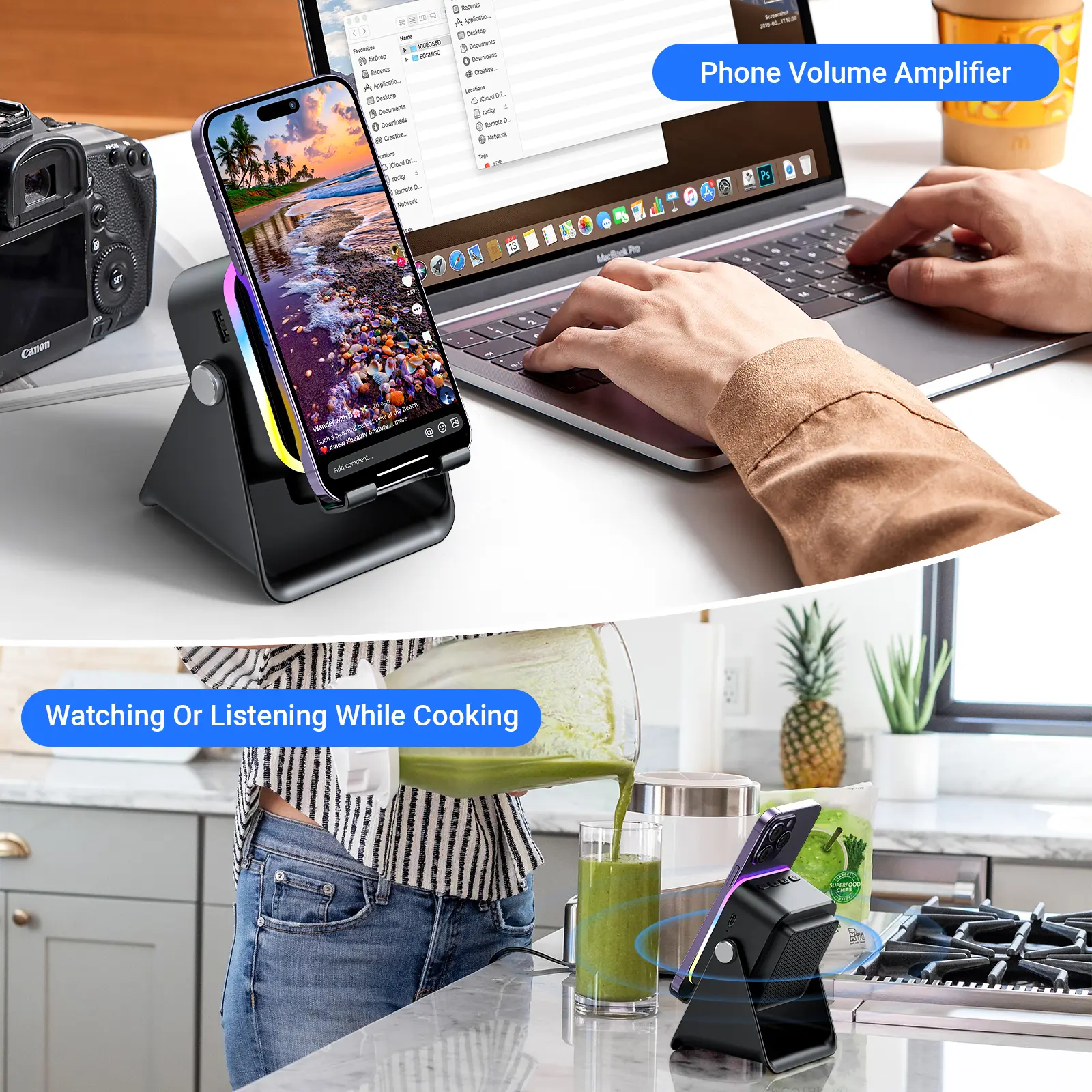 📱 5-in-1 Wireless Induction Speaker Stand – Amplify Your Phone Sound Anywhere