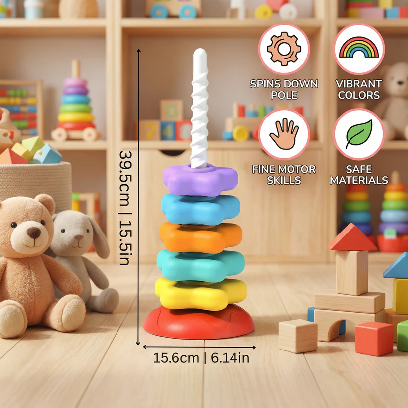 🌈Rainbow Spinning Tower - Early Learning Toy