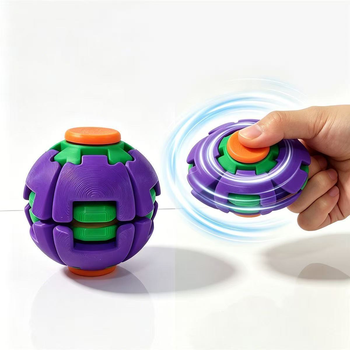 Press & Spin Fidget Relief Ball, Portable Rotating Sensory Stress Toy