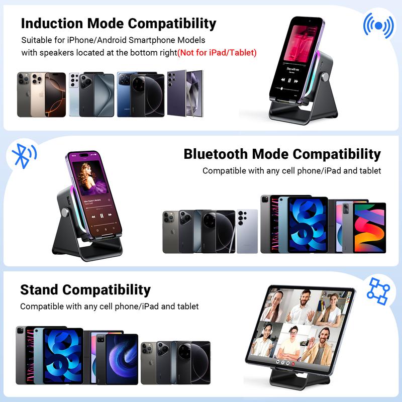 📱 5-in-1 Wireless Induction Speaker Stand – Amplify Your Phone Sound Anywhere