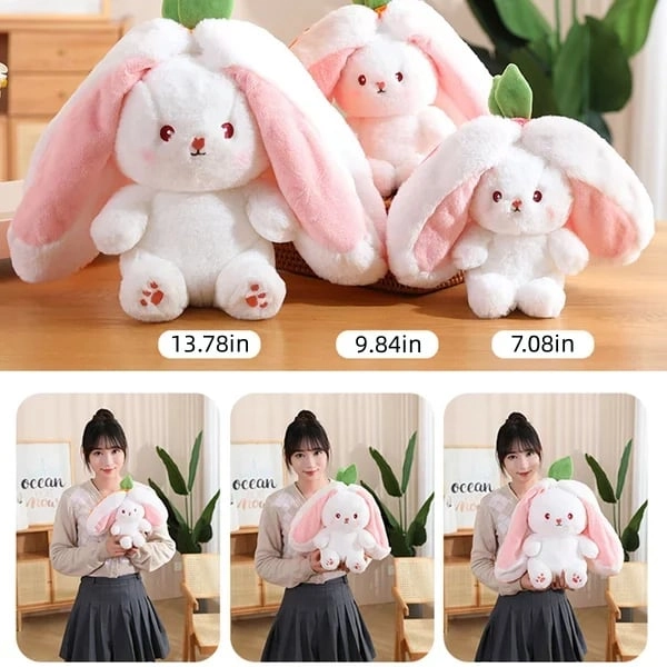 🍓Strawberry Bunny Transformed into Little Rabbit🎀 Fruit Doll Plush Toy🐰