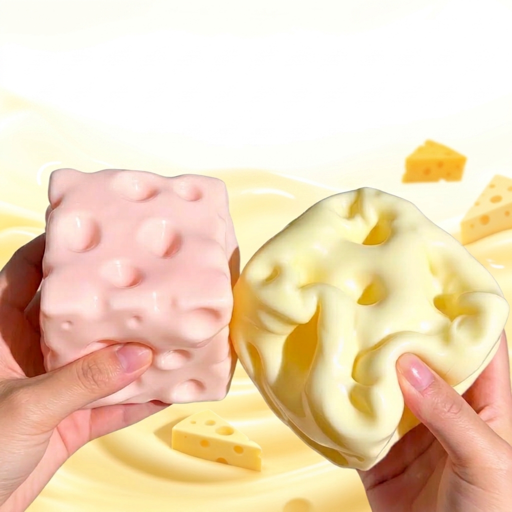 Ultra-Soft Cheese Fidget Toy (Slow Rising & Non-Sticky)