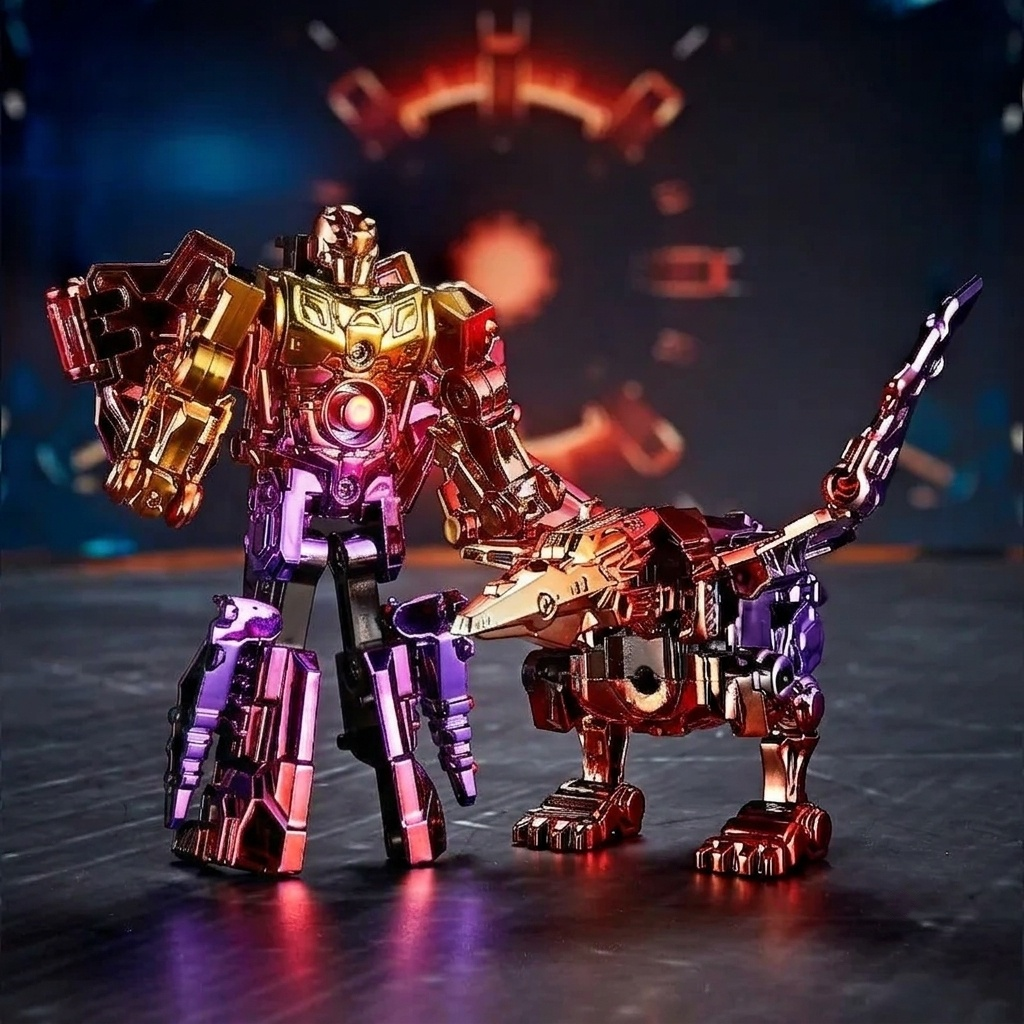🦕Electroplated Rainbow-Finished Alloy Dinosaur Transformation Toy