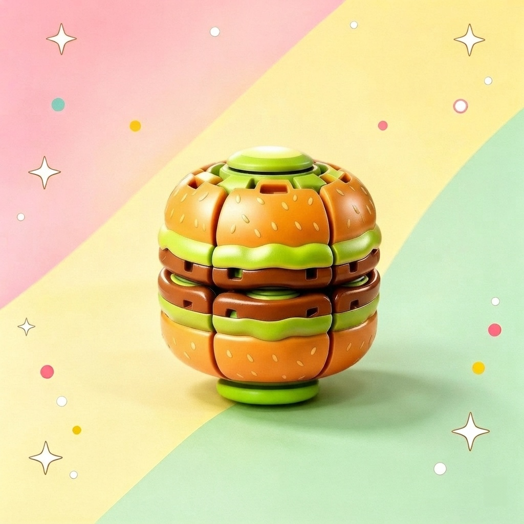 Press Gyroball Fidget Toy - Hamburger & Fruit Series
