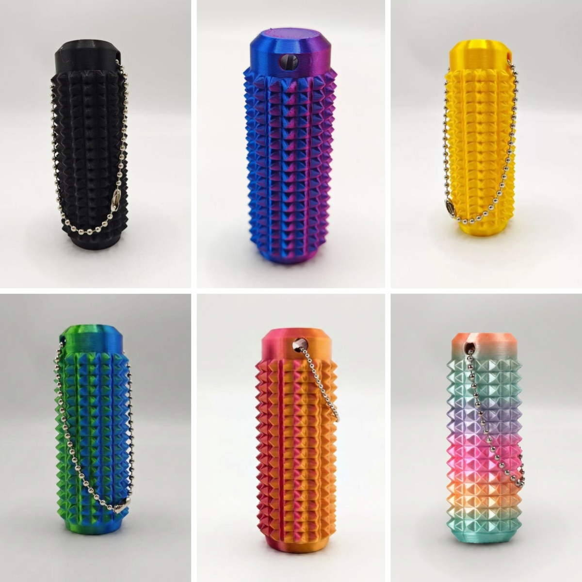 Pain Stim Fidget Toy with Press and Spin for ADHD,SH,3D Printed Portable Spiky Sensory keychain for Anxiety relief(9+)