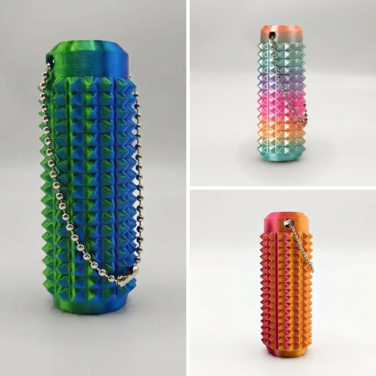 Pain Stim Fidget Toy with Press and Spin for ADHD,SH,3D Printed Portable Spiky Sensory keychain for Anxiety relief(9+)
