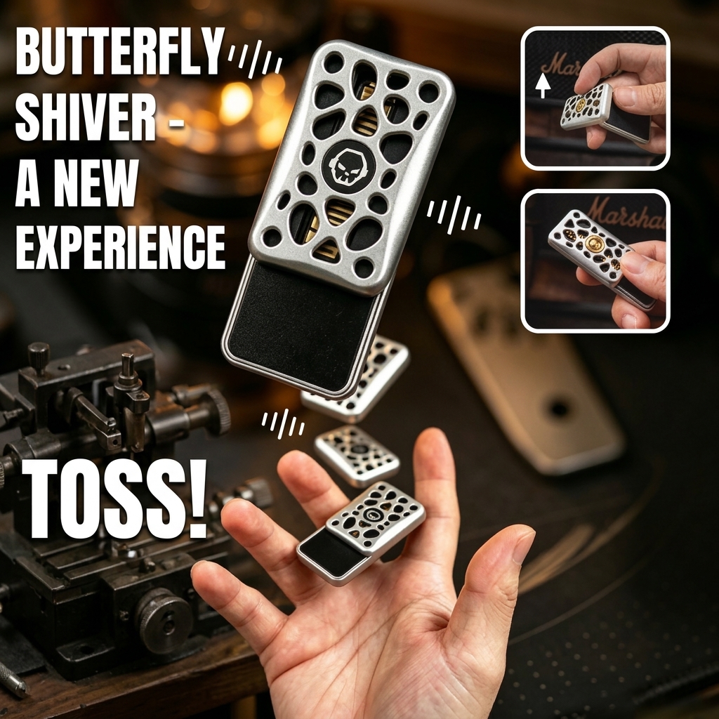 EDC Haptic Magnetic Slider – Brass Tuning Fork & Skeleton Metallic Fidget Toy for Stress Relief