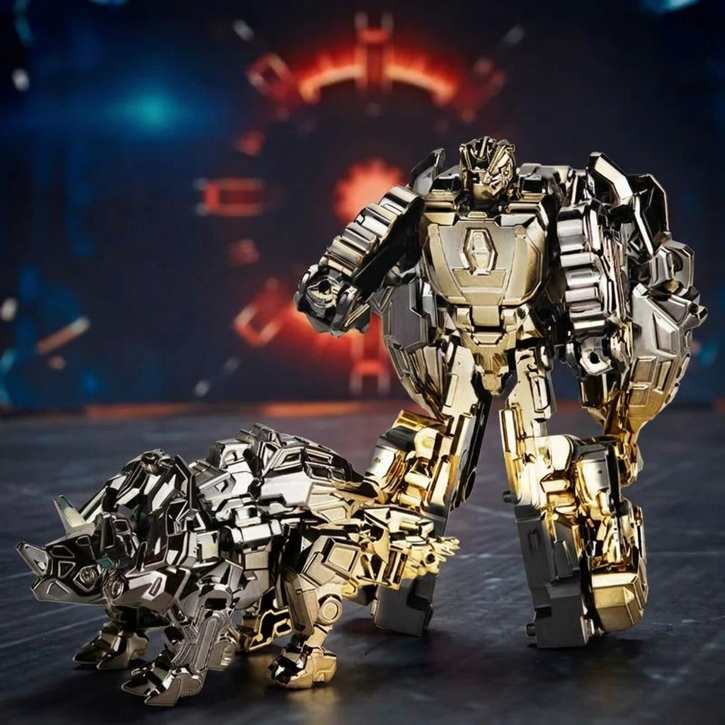 🦕Electroplated Rainbow-Finished Alloy Dinosaur Transformation Toy
