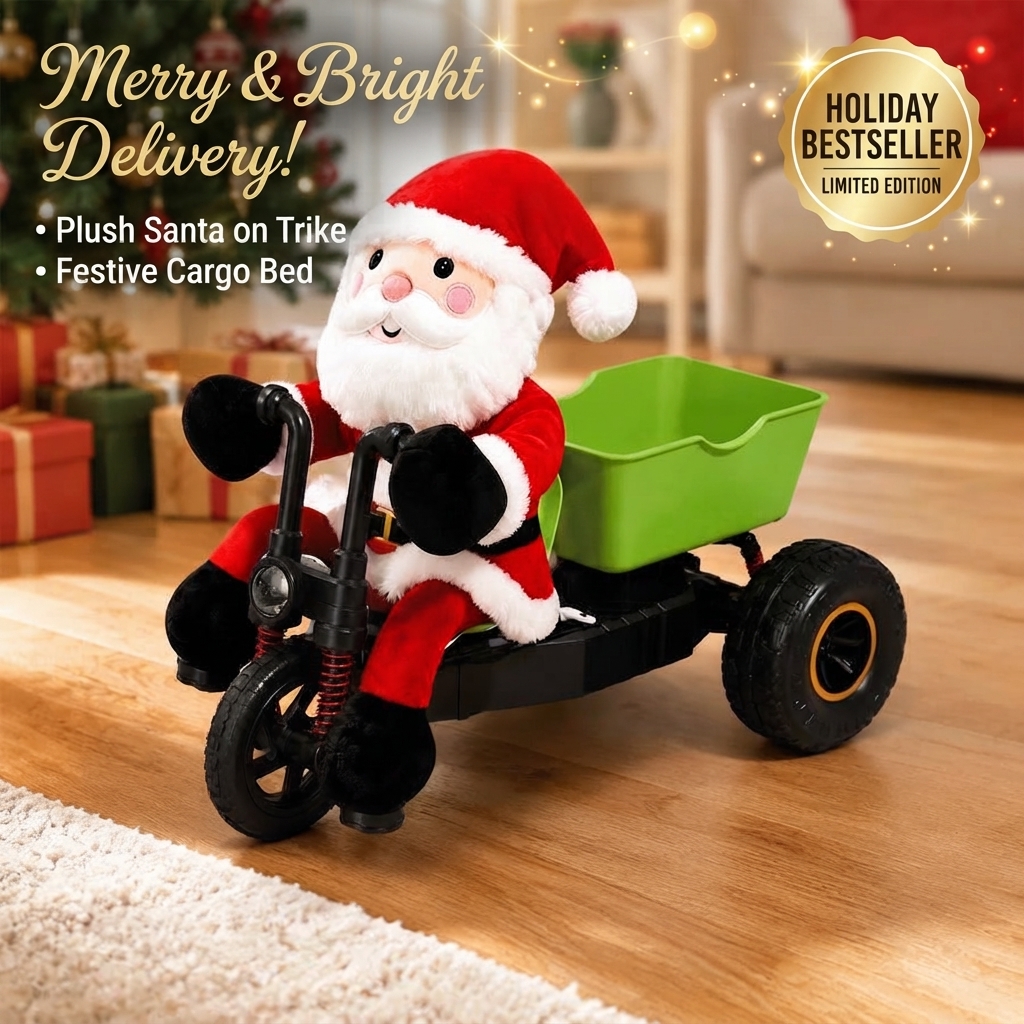 🎅 Funny RC Santa Riding Tricycle Toy 🎄 | Interactive Holiday Decoration & Gift for Kids 🎁