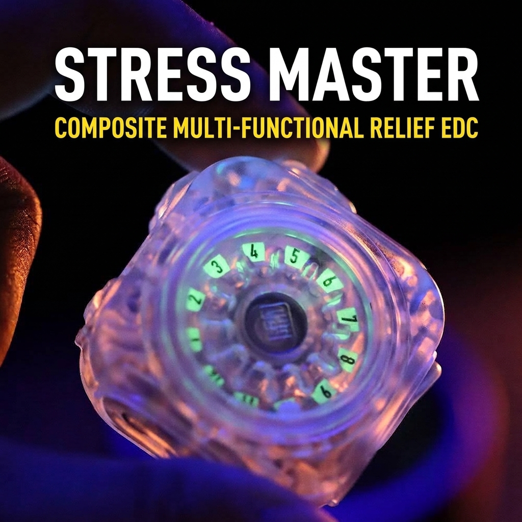 4-in-1 Luminescence EDC Fidget Toy - Multi-Functional Stress Relief Cube with Magnetic Switch & Finger Spinner