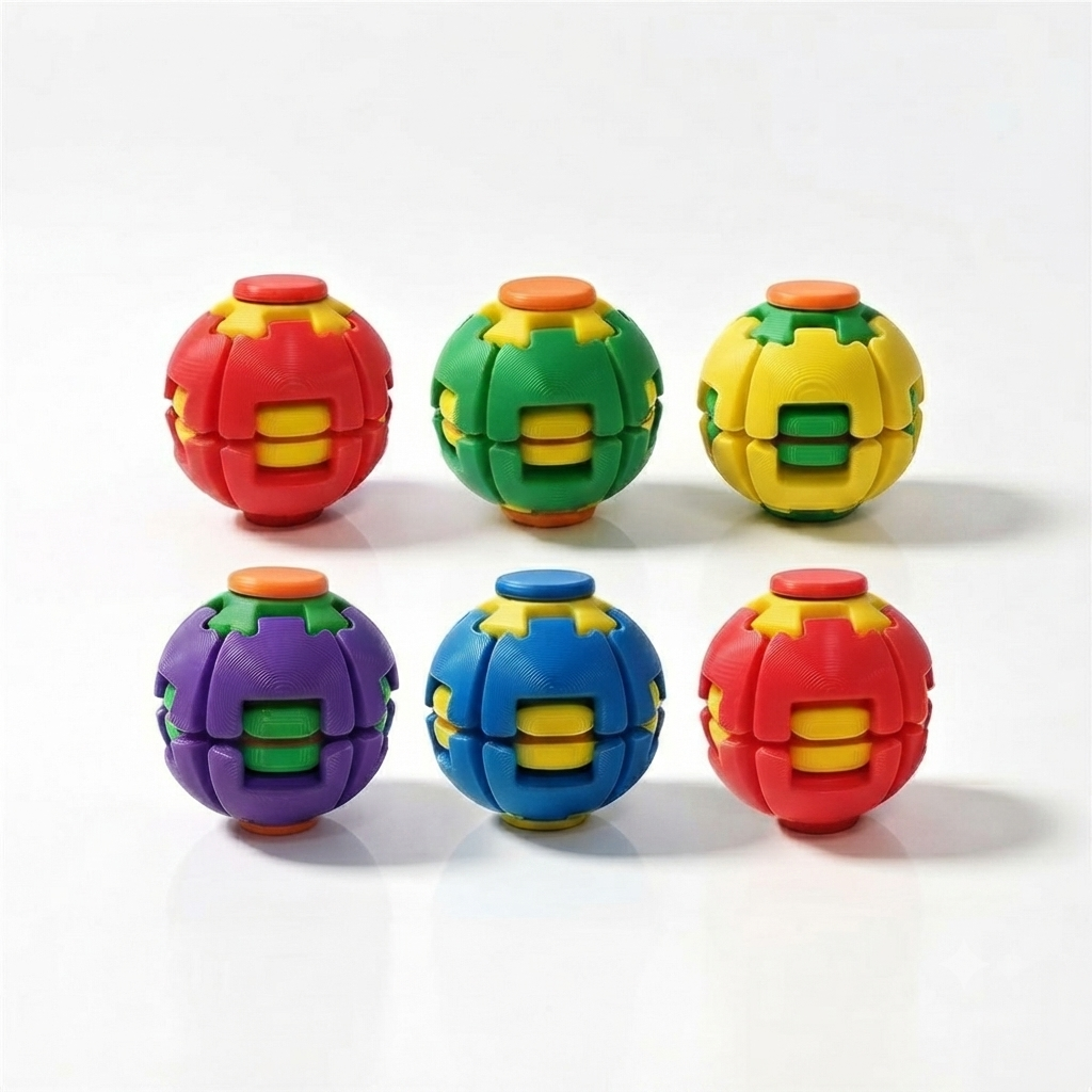 Press & Spin Fidget Relief Ball, Portable Rotating Sensory Stress Toy