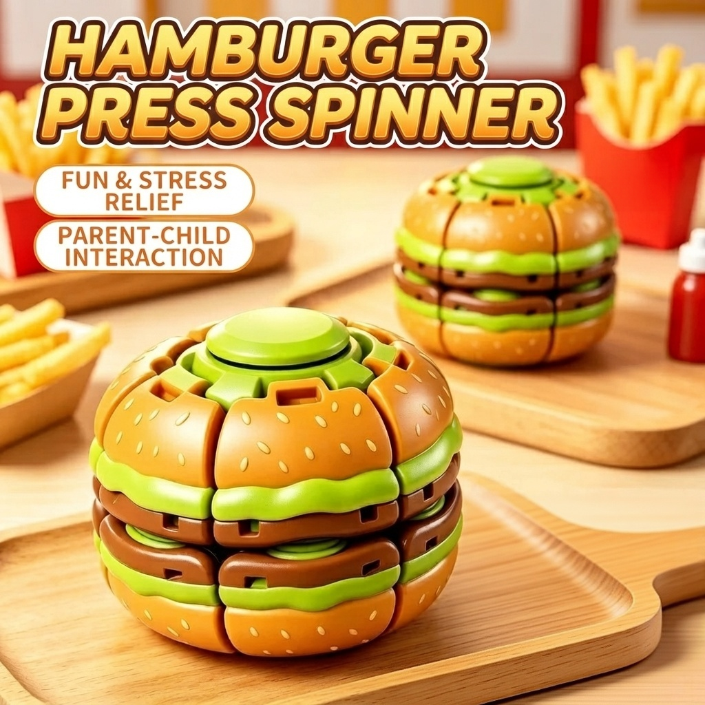 Press Gyroball Fidget Toy - Hamburger & Fruit Series