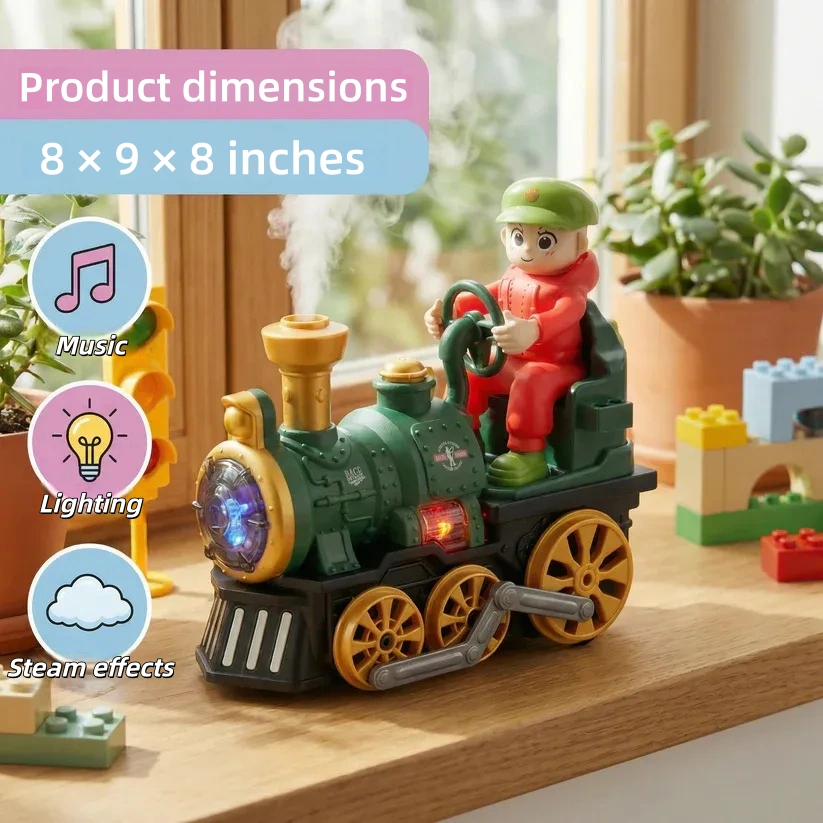 Adorable toy steam locomotive with lights 