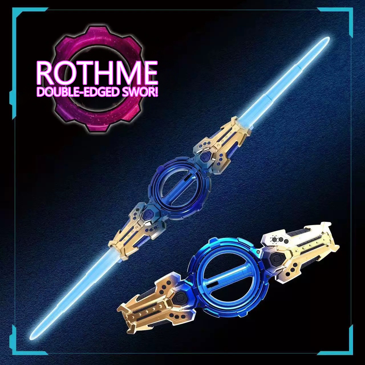 Telescopic Gravity Light Up Sword USB Charging Kids Double Head Laser Sword Toy with Light Sound Effect for Party Role Play Gift