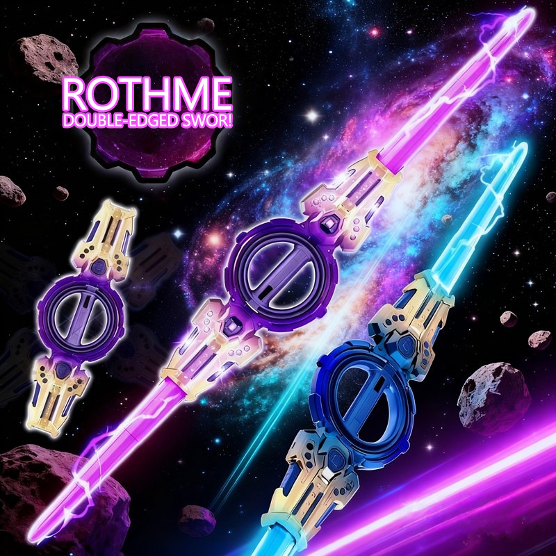 Telescopic Gravity Light Up Sword USB Charging Kids Double Head Laser Sword Toy with Light Sound Effect for Party Role Play Gift