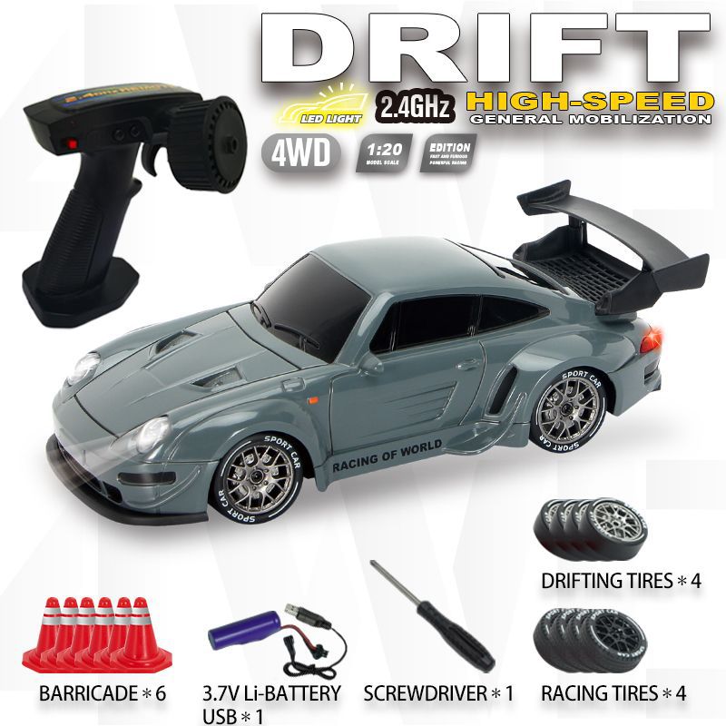🚗🔧 4WD High-SpeedDrift RC Car ，LED Headlights，🎁 Gift Mountain Tires + Racing Tires