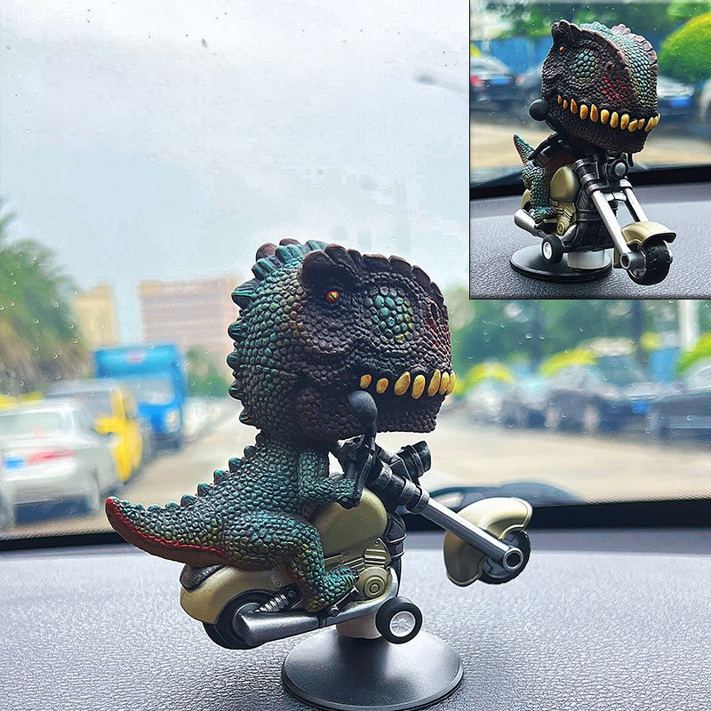 Dino on Motorcycle Car Ornament: Your Cool Drift Co-Pilot 🦖🏍️