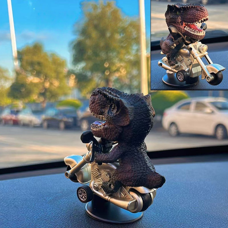 Dino on Motorcycle Car Ornament: Your Cool Drift Co-Pilot 🦖🏍️