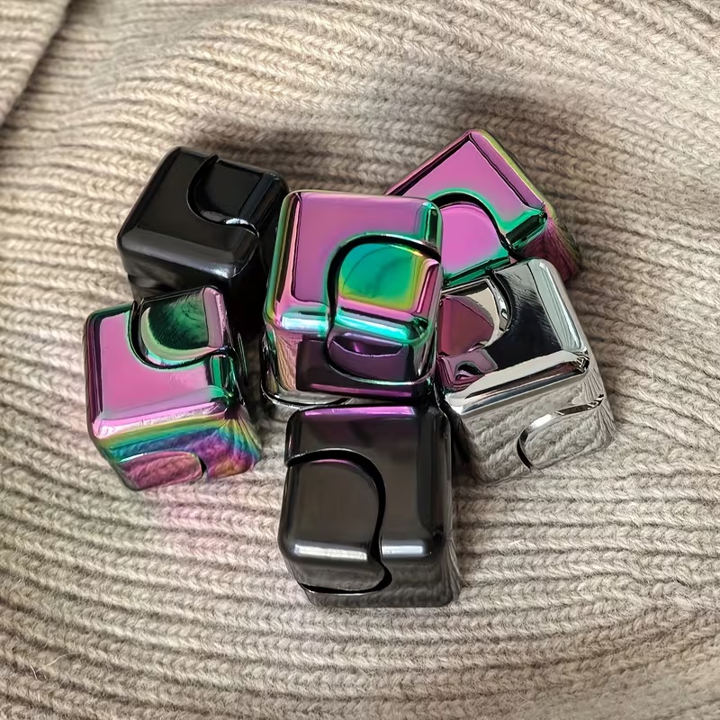 Square Decompression Spinning Top Dice Cube Anti-Anxiety Fingertip Toys Hand Fidget Spinner Vent Toys Flipo Flip For Children
