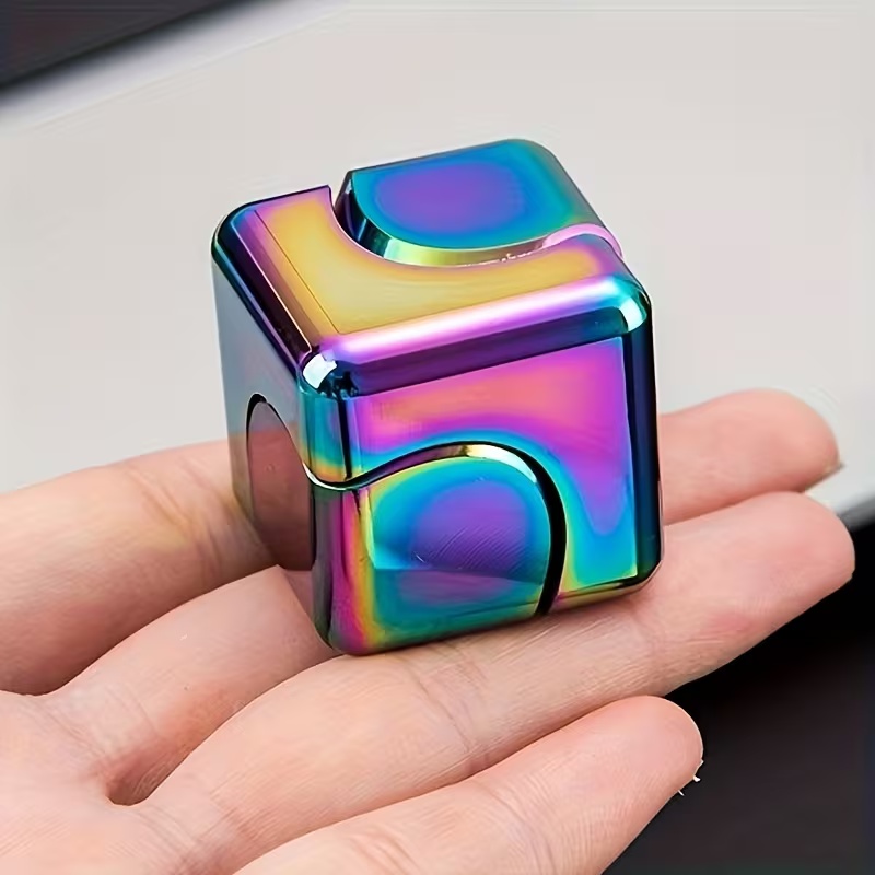 Square Decompression Spinning Top Dice Cube Anti-Anxiety Fingertip Toys Hand Fidget Spinner Vent Toys Flipo Flip For Children