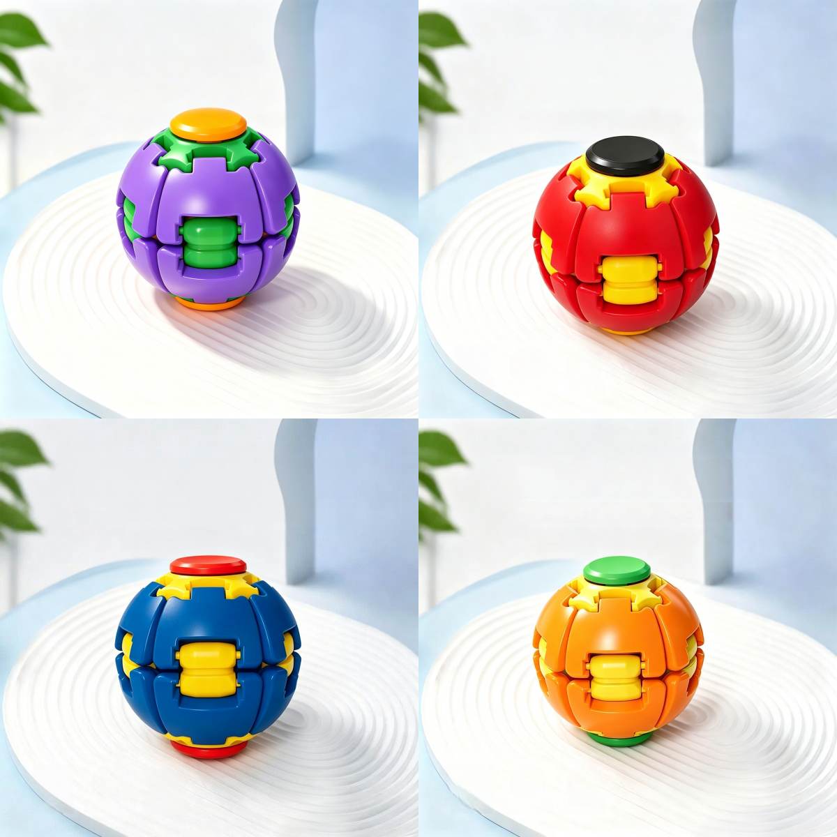 Press & Spin Fidget Relief Ball, Portable Rotating Sensory Stress Toy (Assembly Version)