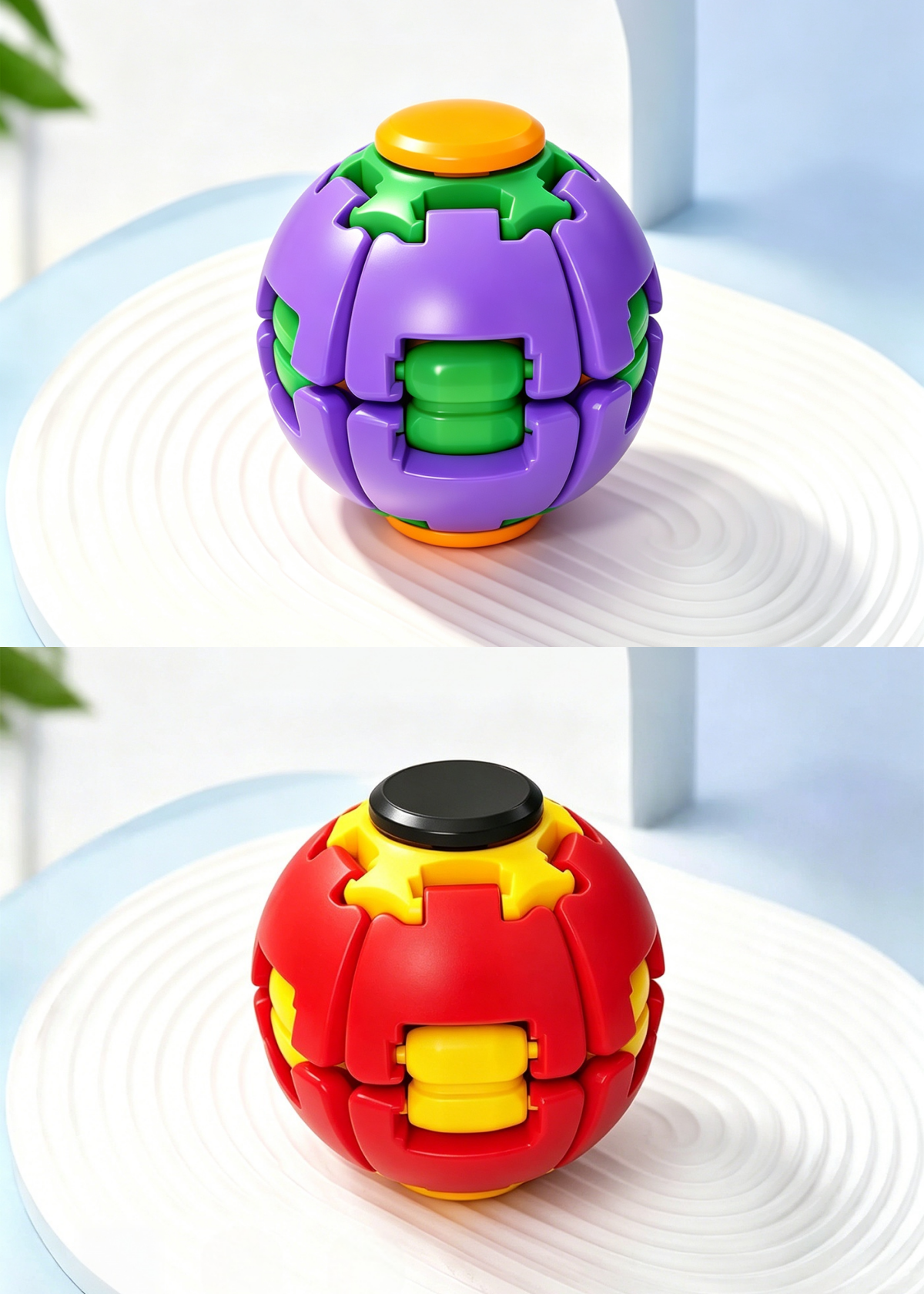 Press & Spin Fidget Relief Ball, Portable Rotating Sensory Stress Toy (Assembly Version)