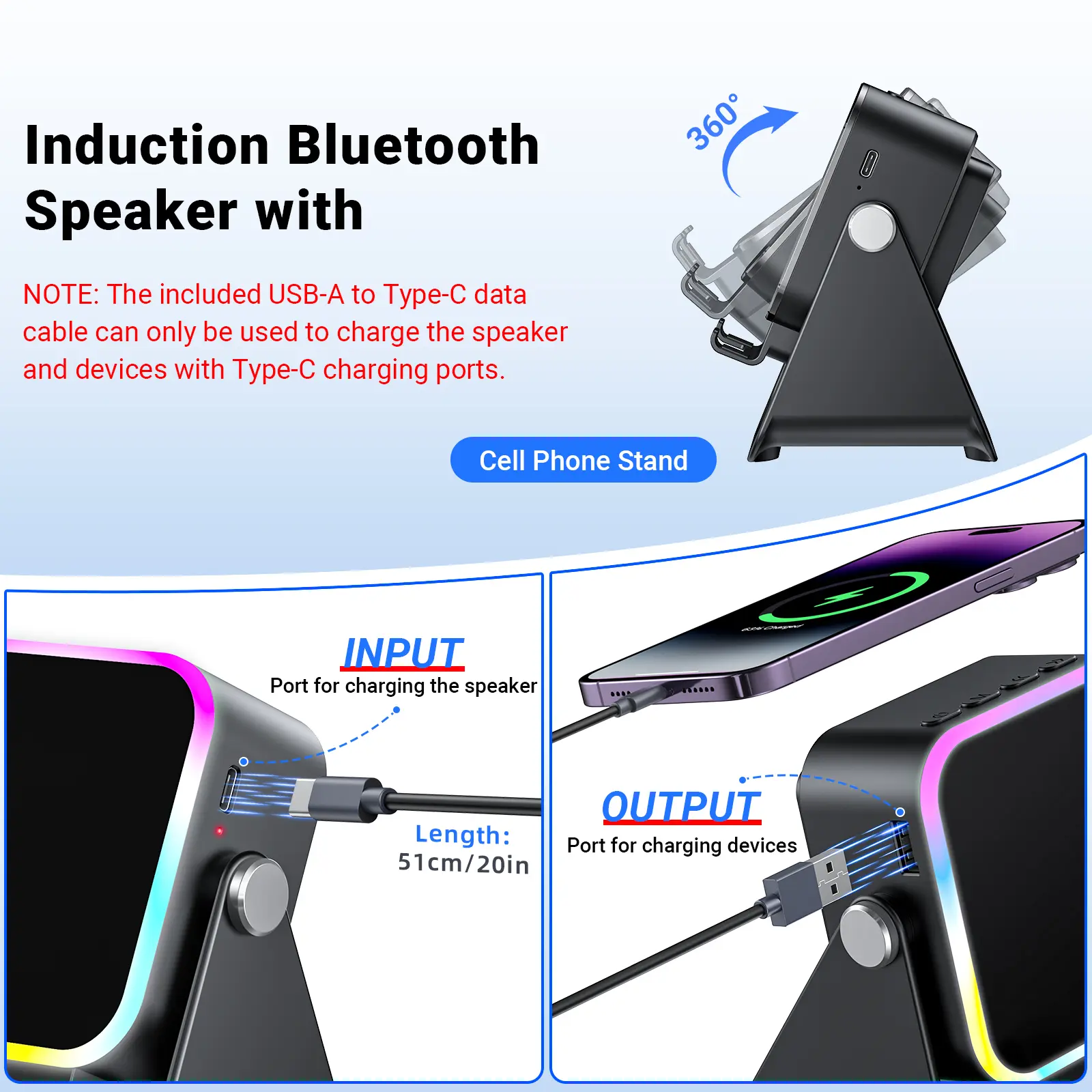 📱 5-in-1 Wireless Induction Speaker Stand – Amplify Your Phone Sound Anywhere