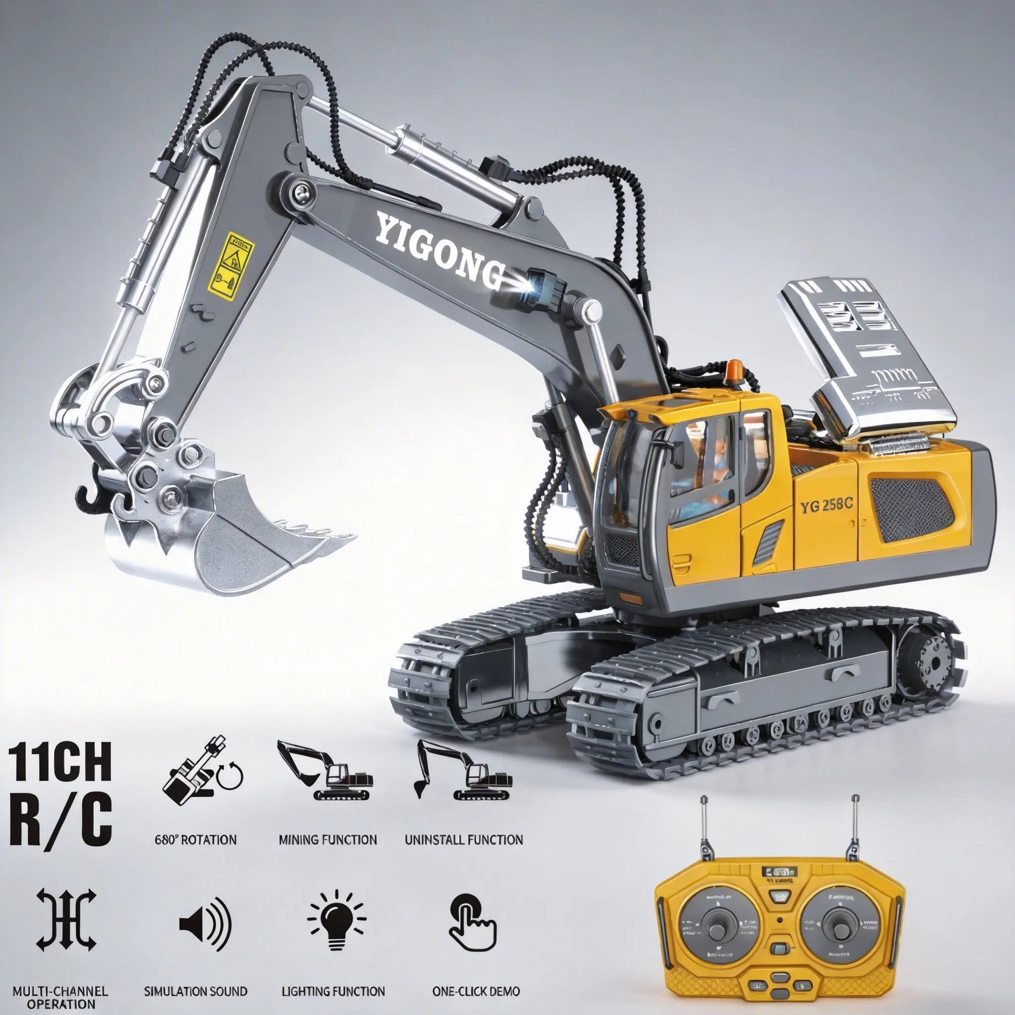 Tobouy RC Excavator remote-control functions