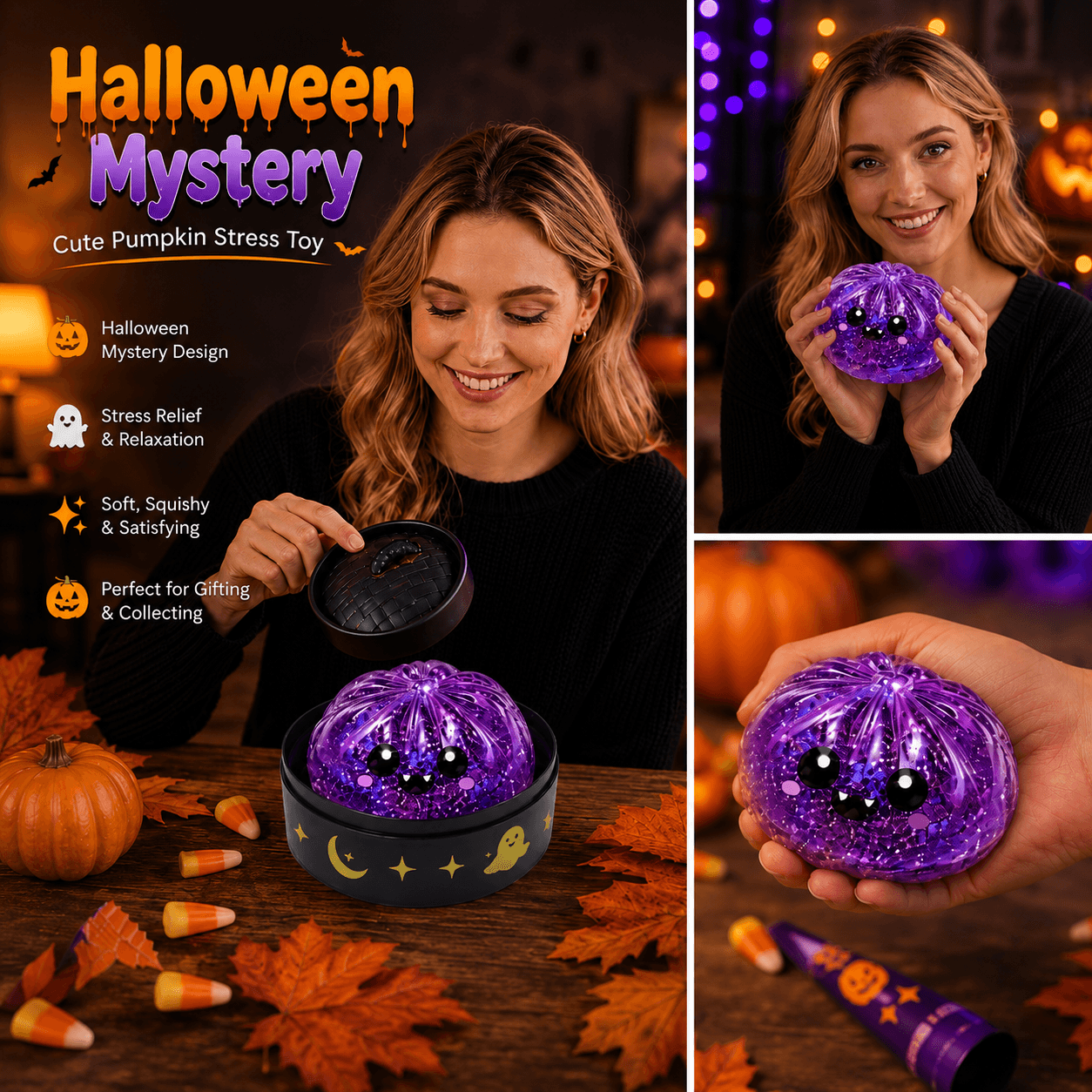 Halloween dumpling squishy glitter texture and soft feel